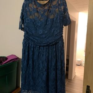Kiyonna teal stretch lace dress 3X